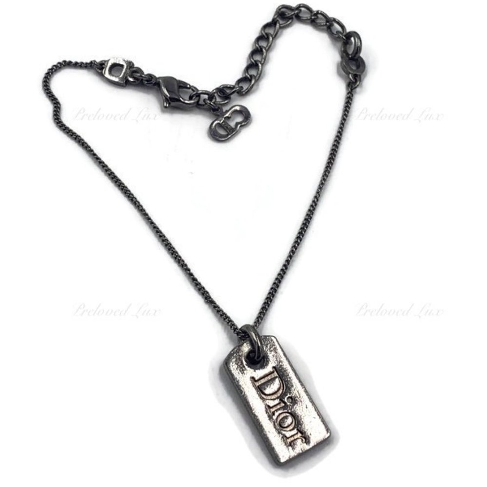 Authentic Dior Logo Metallic Black Bracelet